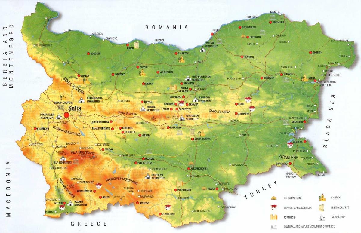 Bulgariska bergen karta