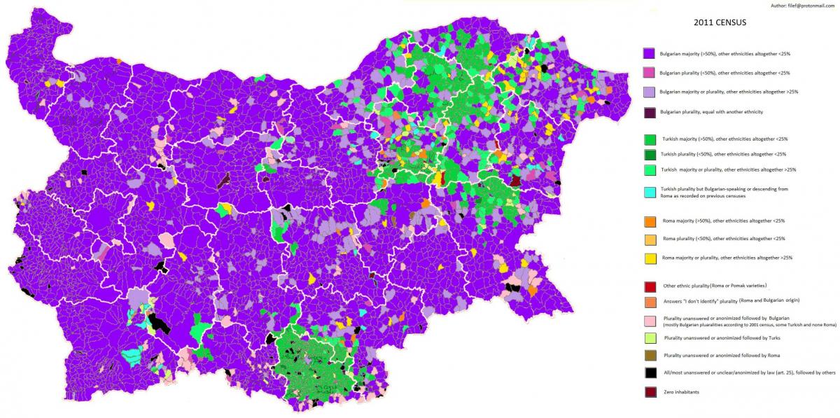 karta över Bulgarien etniska