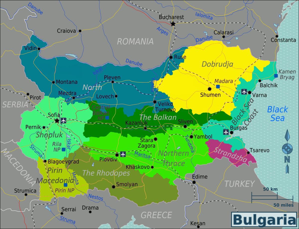 karta över Bulgarien flygplatser