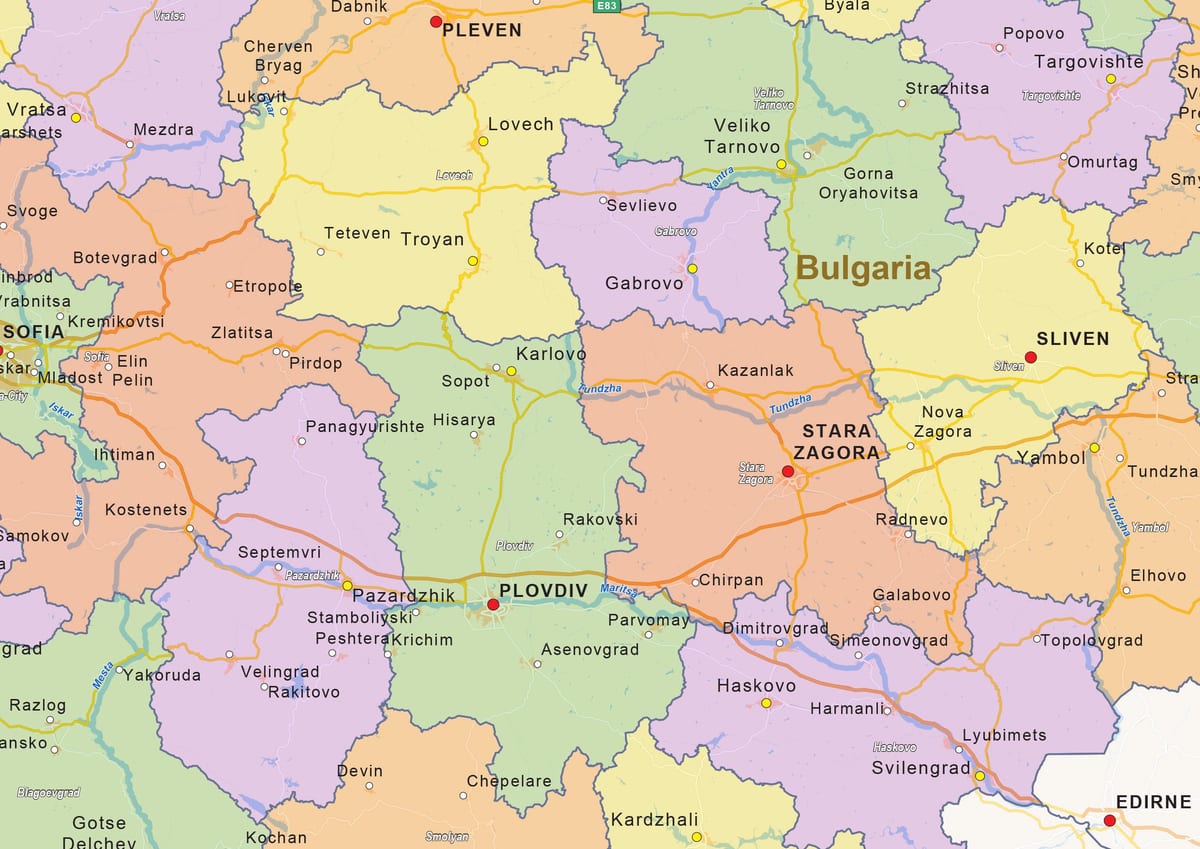 karta över Bulgarien politiska