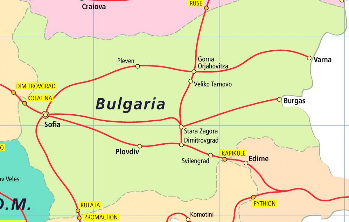 Bulgarien tåg karta