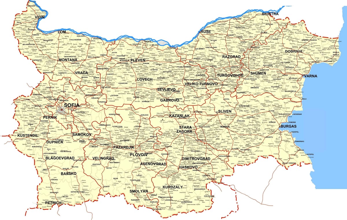 Bulgarien land karta