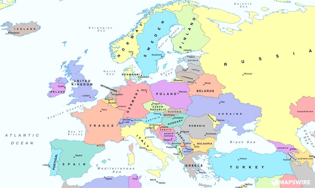 karta över europa som visar Bulgarien