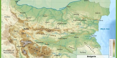 Bulgarien topografisk karta