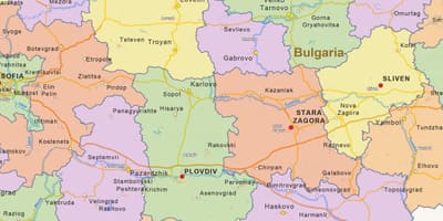 Karta över Bulgarien politiska