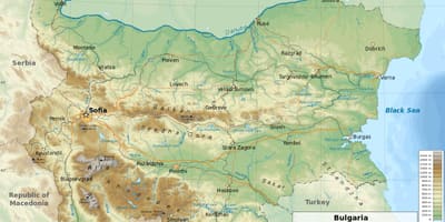 Karta över Bulgarien geografi
