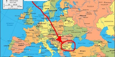 Karta Bulgarien omgivande länder
